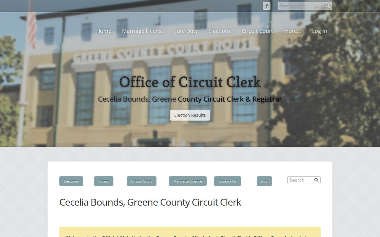 Official Greene County Circuit Clerk homepage and MEC notice